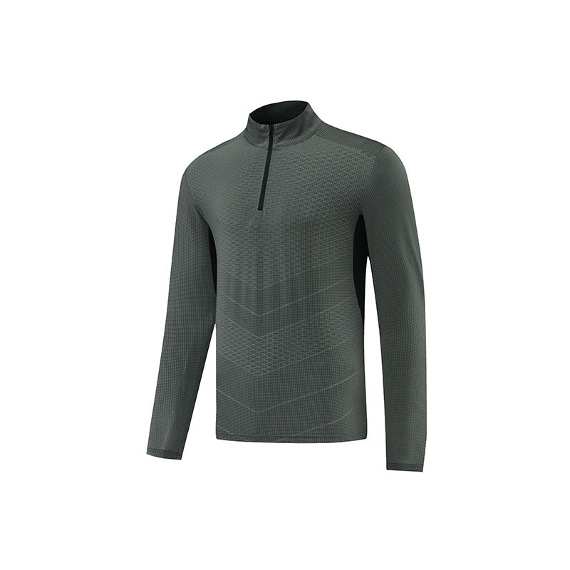 wholesale_Mens_Running_Quarter_Zips_Top_quick_dry_long_sleeve_shirt_supplier