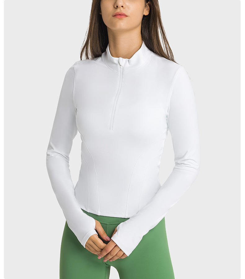 Bulk_buy_womens_Half_Zip_Thumbhole_Sleeve_Training_Top_vendor