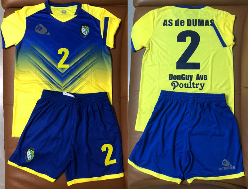 Customized Yellow Blue Soccer Uniform With Logo No Minimun