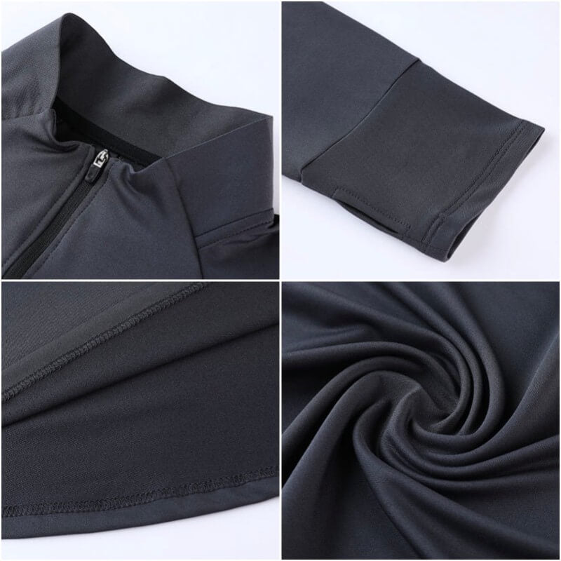 WHOLESALE_Quarter_Zip_Stand_Collar_Long_Sleeve_Fitting_TShirt