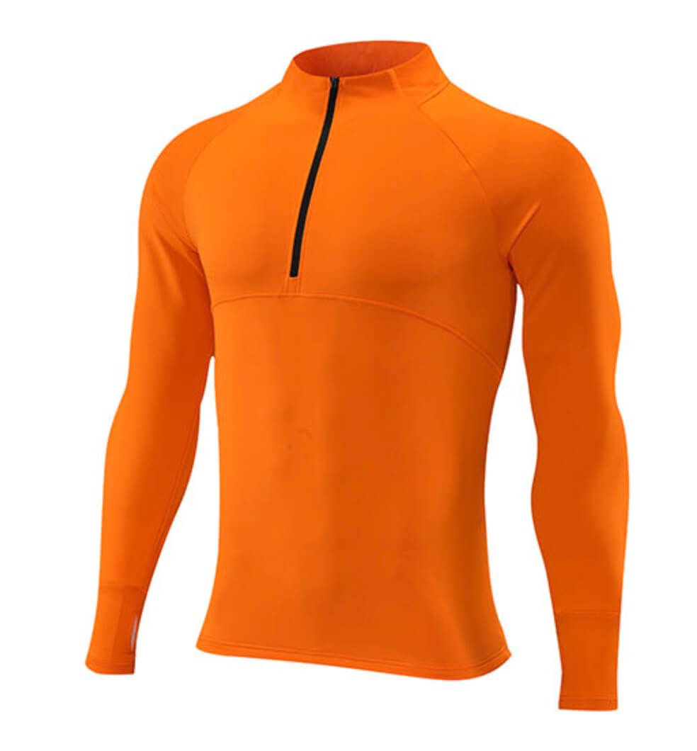 WHOLESALE_Quarter_Zip_Stand_Collar_Long_Sleeve_Fitting_TShirt