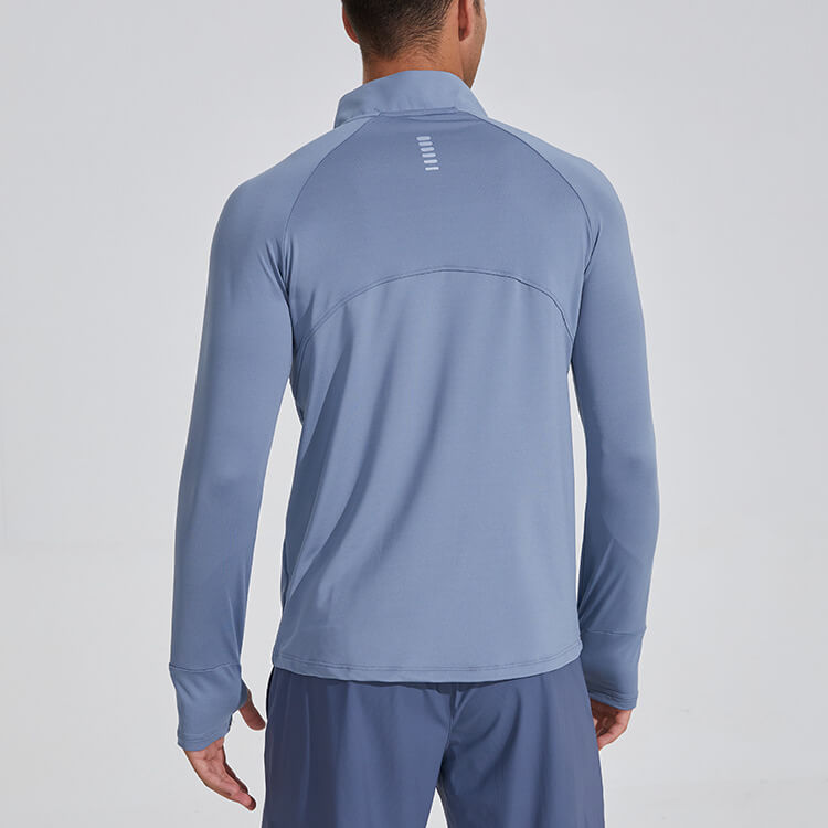 WHOLESALE_Quarter_Zip_Stand_Collar_Long_Sleeve_Fitting_TShirt