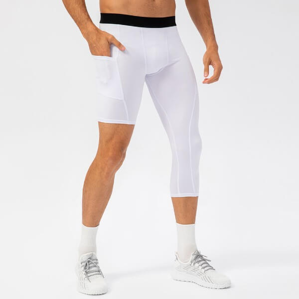 wholesale_Mens_3_4_One_Leg_Tights_Legging_with_Pockets_Underwear_for_Basketball