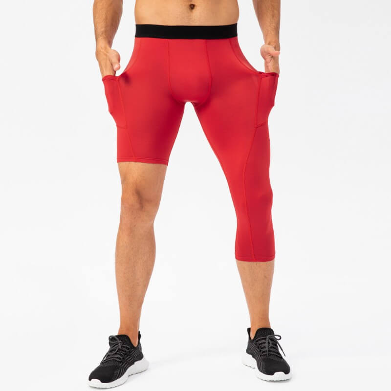 wholesale_Mens_3_4_One_Leg_Tights_Legging_with_Pockets_Underwear_for_Basketball