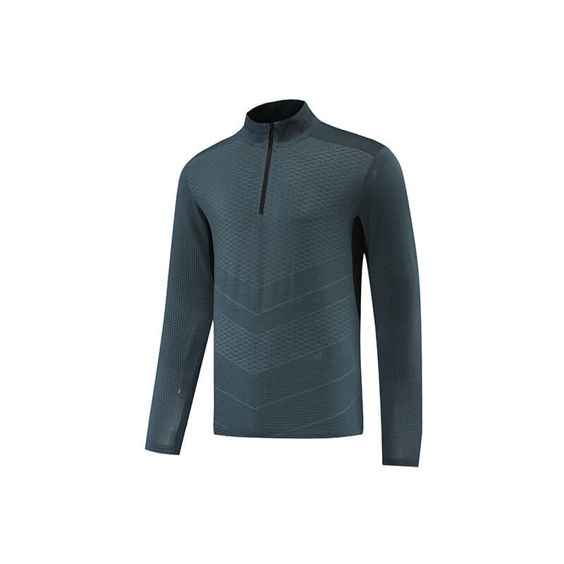 wholesale_Mens_Running_Quarter_Zips_Top_quick_dry_long_sleeve_shirt_supplier