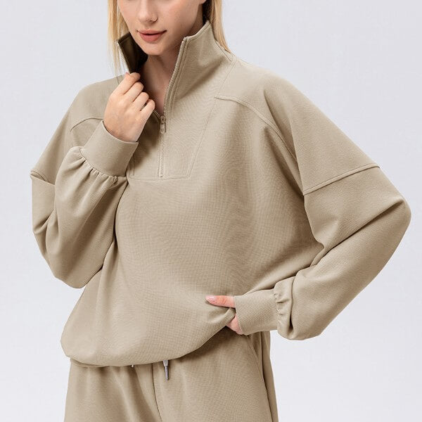 wholesale_Womens_Quarter_Zip_Pullover_Sweatshirt_and_Pants_tracksuits_0em_supplier