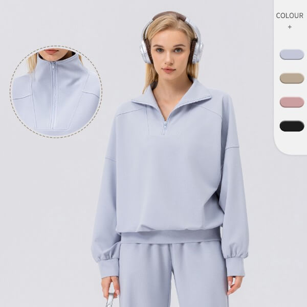 wholesale_Womens_Quarter_Zip_Pullover_Sweatshirt_and_Pants_tracksuits_0em_supplier
