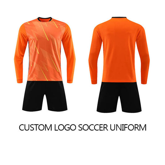 wholesale_Custom_Logo_Goalkeeper_Long_Sleeves_Orange_Soccer_Jersey_Set