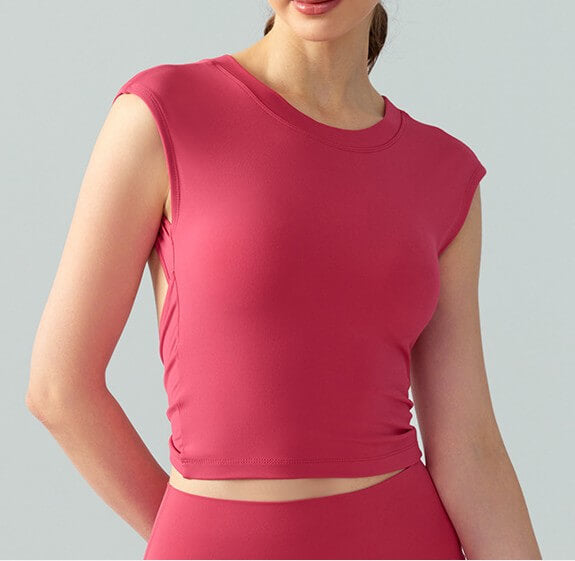 Women's Round Neck Backless Twisted Yoga Tank Top