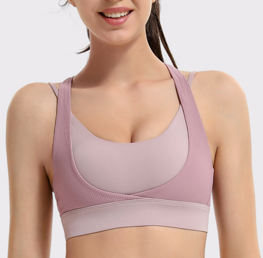 Patchwork Women Push Up Sport Bra