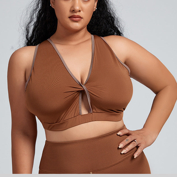 Hollow Out Back Cross Wholesale Plus Size Workout Tops For Women
