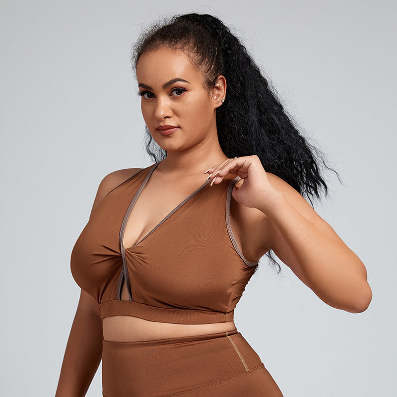 Hollow Out Back Cross Wholesale Plus Size Workout Tops For Women