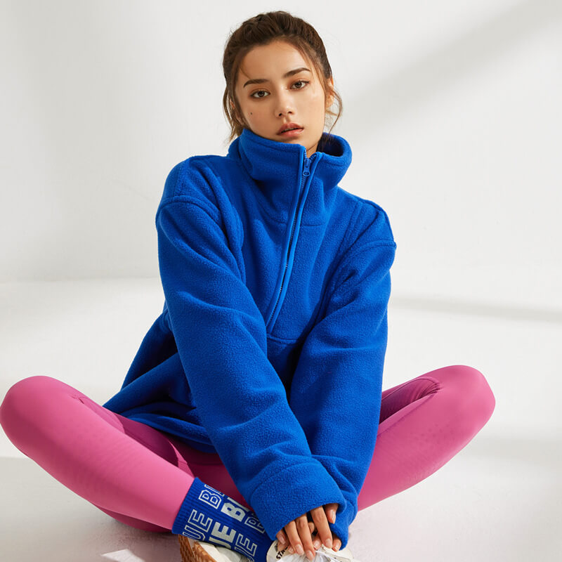 Berber Fleece Stand Collar Half Zipper Pullover