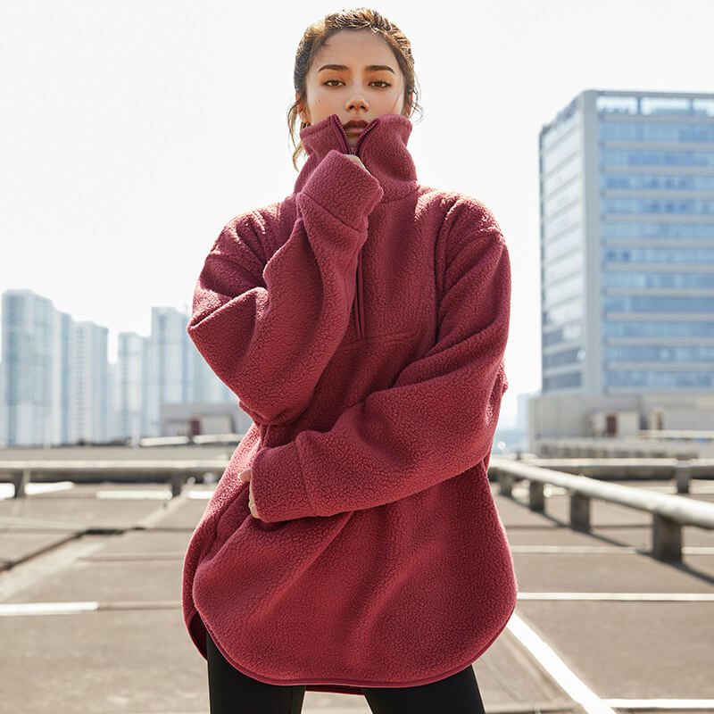 Berber Fleece Stand Collar Half Zipper Pullover