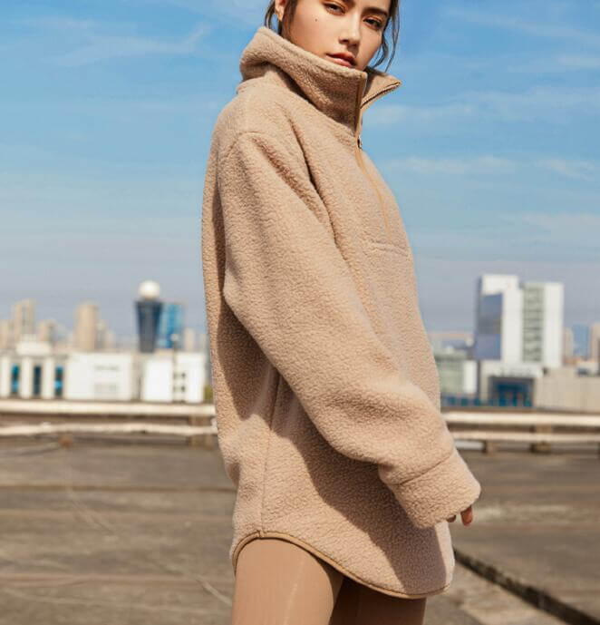 Berber Fleece Stand Collar Half Zipper Pullover