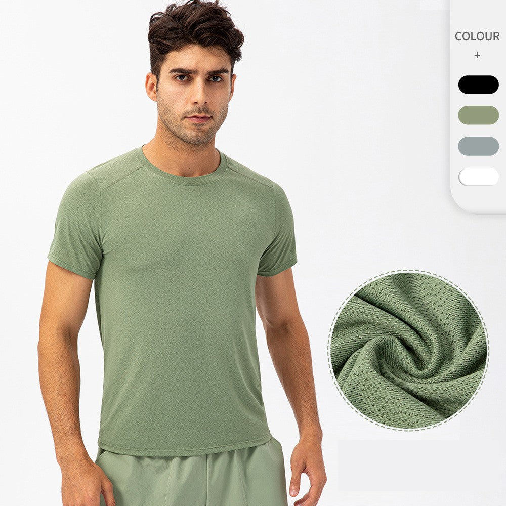 Quick Dry Mesh Fabric High Elastic Mens Active Wear T-Shirt