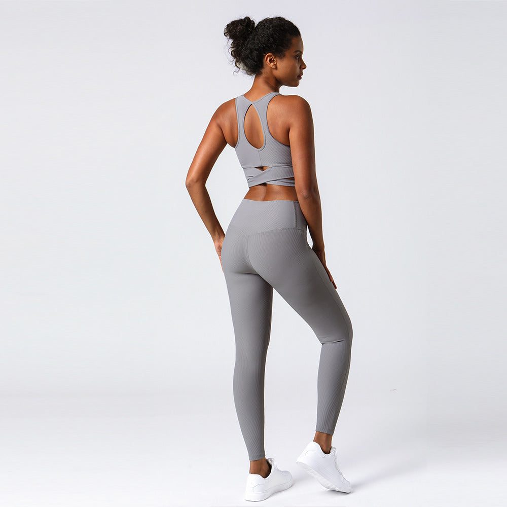 Ribbed Fabric Butt Lift Yoga Set
