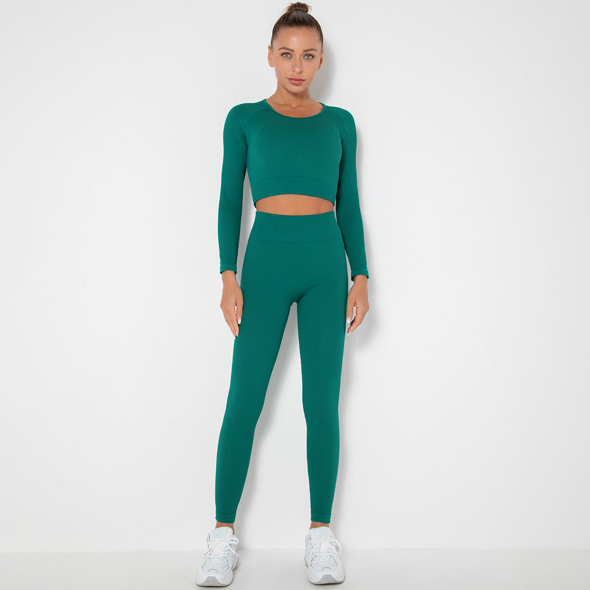 Ribbed Sexy Long Sleeve Fitness Set