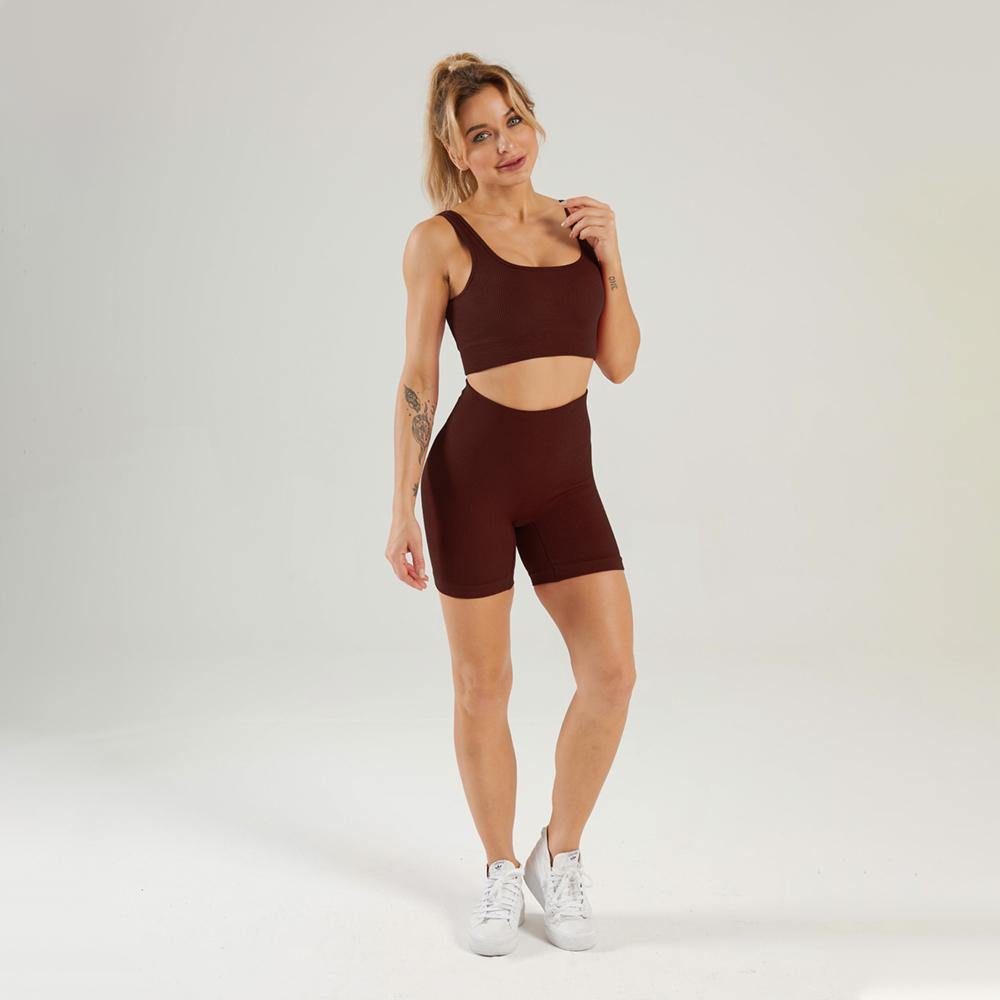 Ribbed Style Seamless Fitness Shorts Set sportfit workout activewear yoga wear wholesale manufacturer