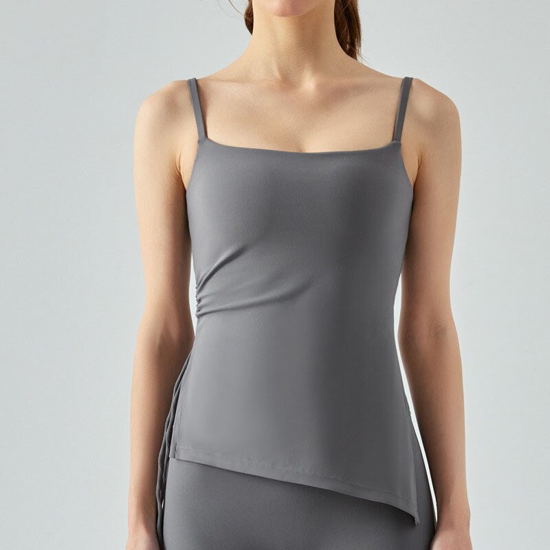Women One-sided Pleated Yoga Vest