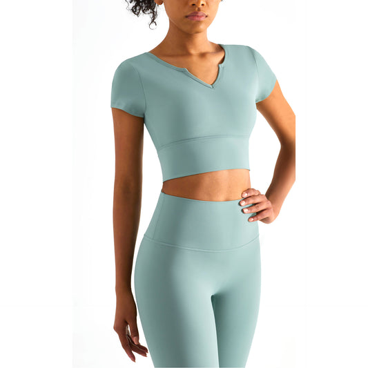 V Neck Yoga Crop Top