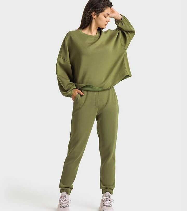 Women Loose Thick Soft Comfort Training Exercise Sweater Joggers Set