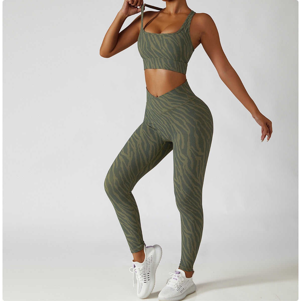 Fashion Fitness Print Womens 2 Piece Sets Tank Top & Pants Sport Yoga Wholesale Womens Activewear