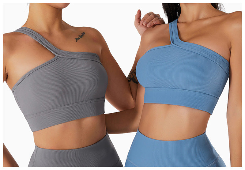 Halter One Shoulder Sport Bra Crop Top