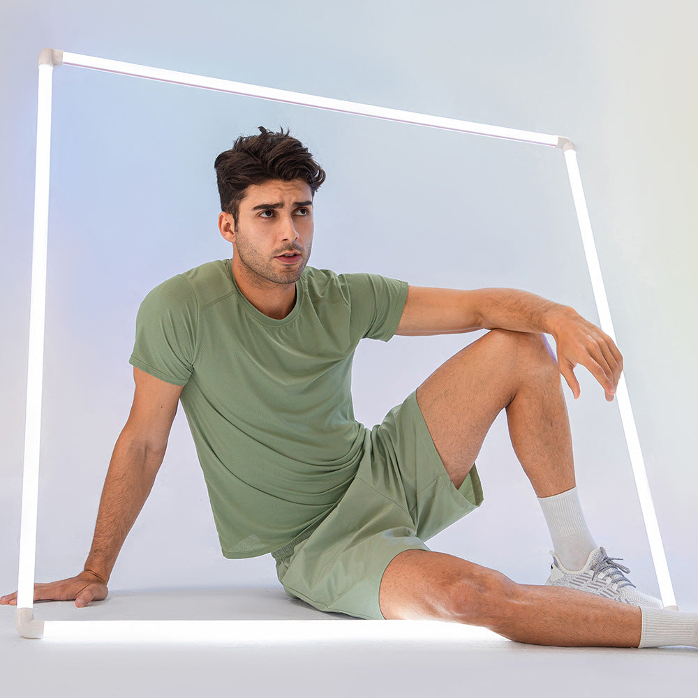 Quick Dry Mesh Fabric High Elastic Mens Active Wear T-Shirt
