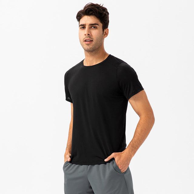 Quick Dry Mesh Fabric High Elastic Mens Active Wear T-Shirt