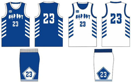Custom Blue White Classic Reversible Basketball Uniform