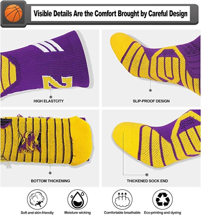 Basketball Socks, Cushioned Athletic Sports Socks
