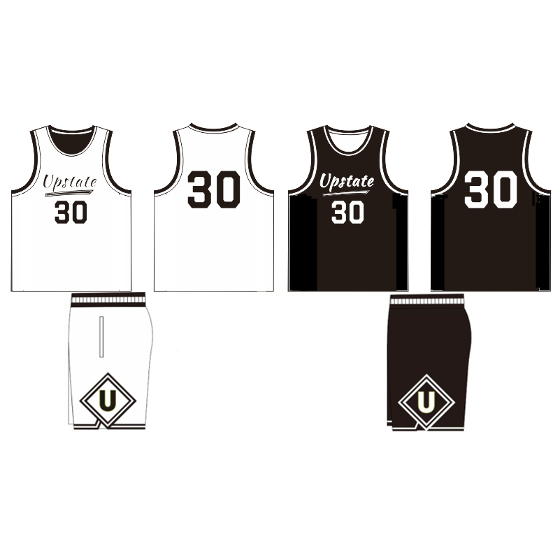 Custom Black White Sublimated Reversible Basketball Uniform