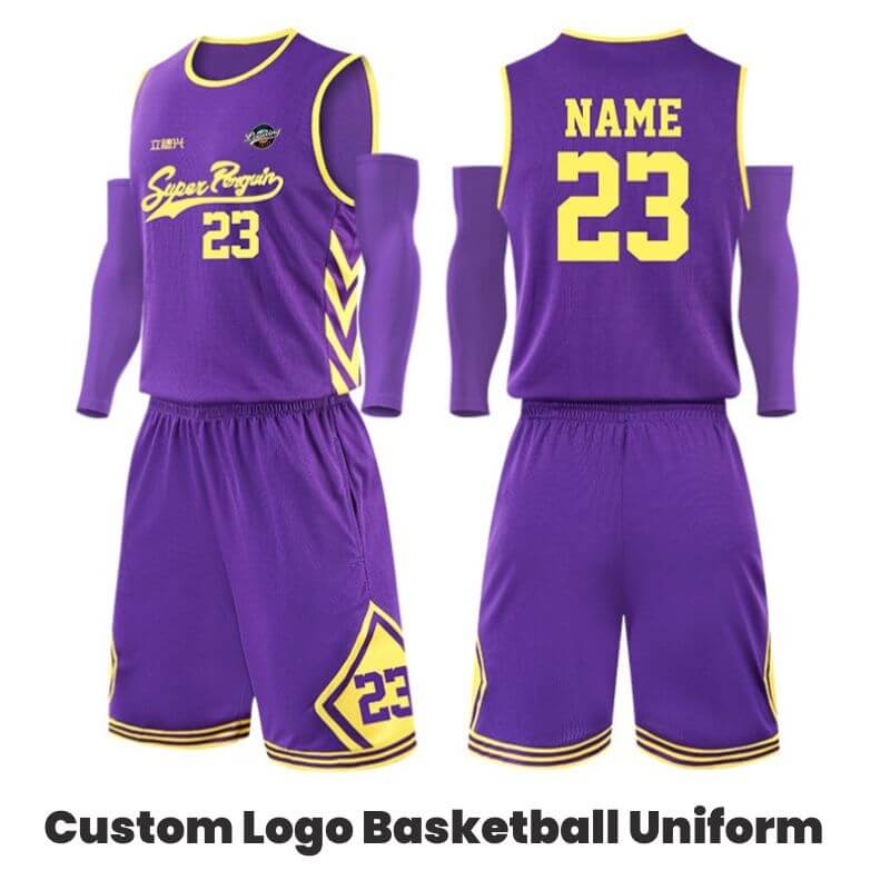 Wholesale_Cheap_Unisex_Purple_Yellow_Basketball_Team_Uniforms