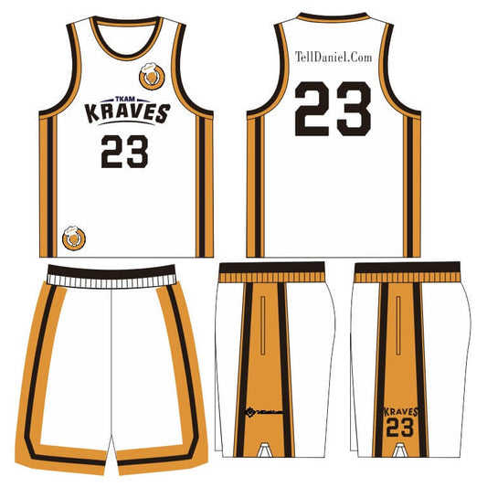 Orange White Custom Design Basketball Uniform for Youth