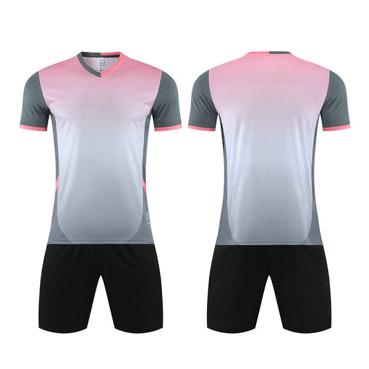Polyester_Pink_Grey_Gradient_Soccer_Jersey_Set_For_Adult_and_Kids_Wholesale