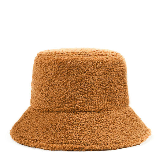 Wholesale_Solid_Color_Winter_Lamb_Wool_Outdoor_Bucket_Hat
