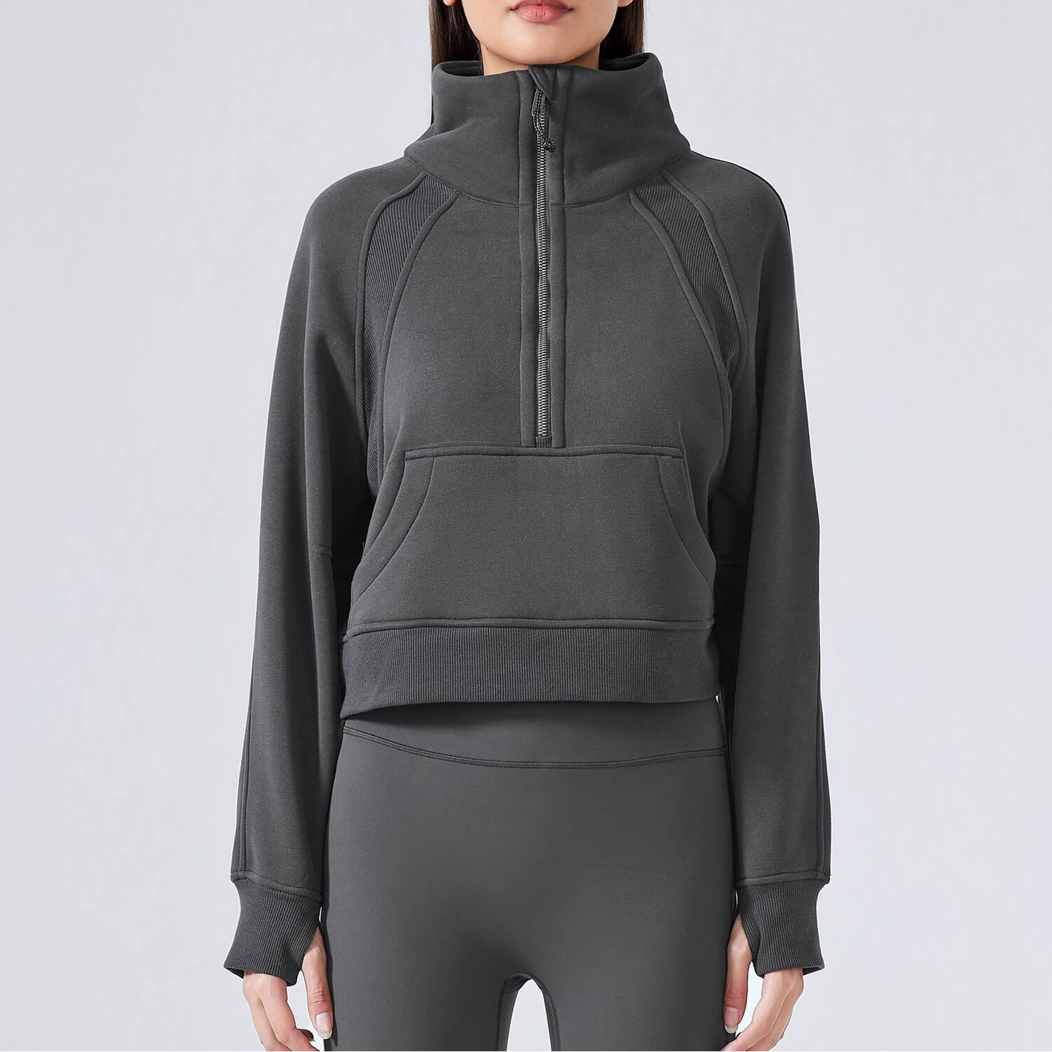 Women_Casual_Stand_Collar_Half_Zip_Pullver_Sweatshirts