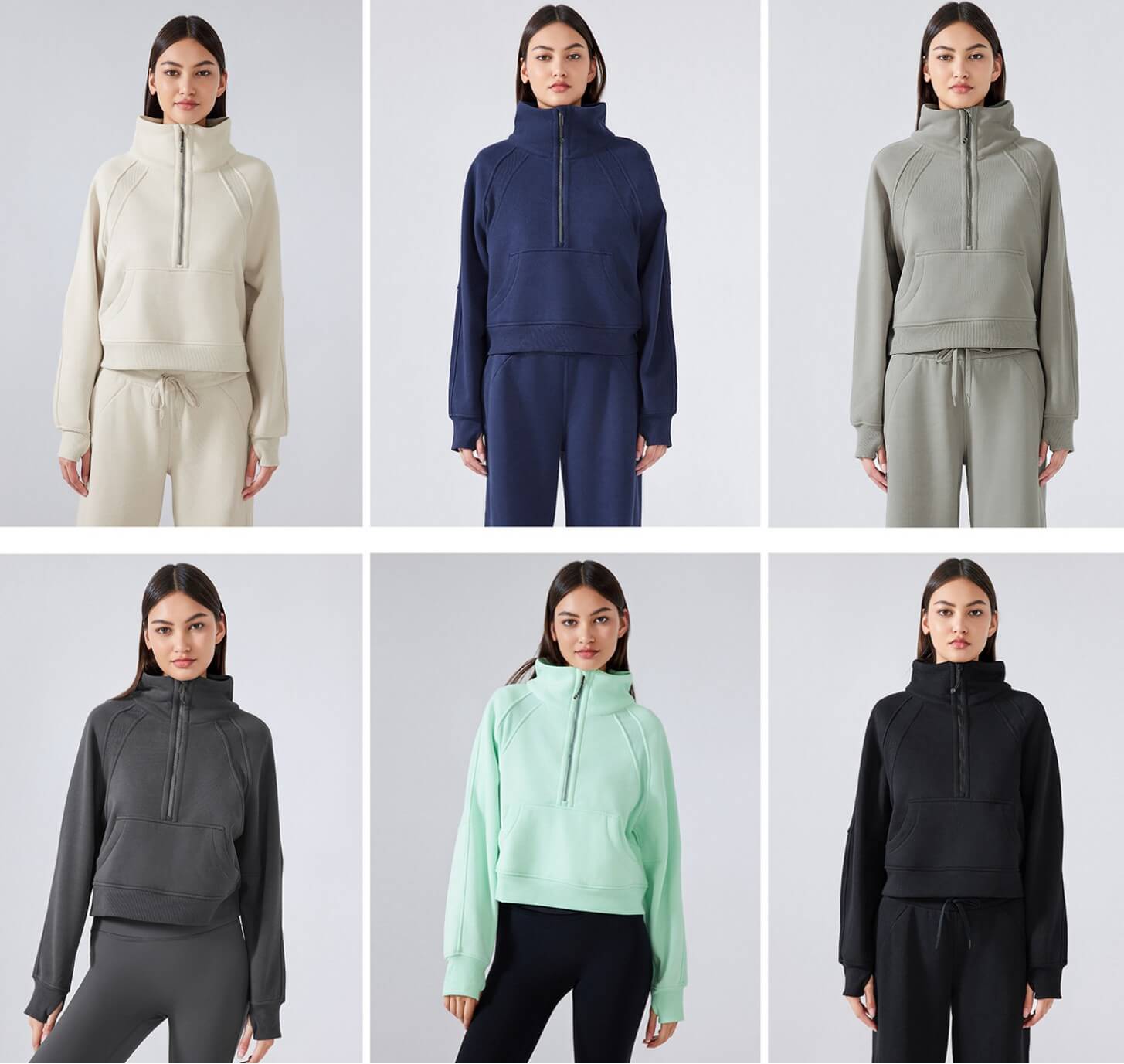 Women_Casual_Stand_Collar_Half_Zip_Pullver_Sweatshirts