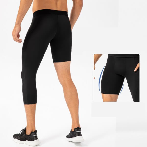 wholesale_Mens_3_4_One_Leg_Tights_Legging_with_Pockets_Underwear_for_Basketball