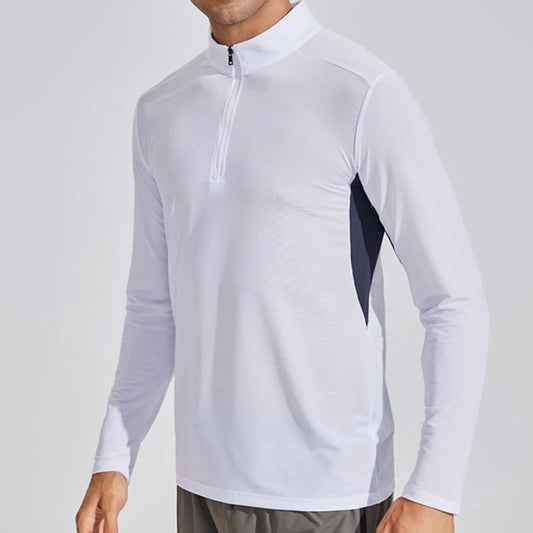 wholesale_Mens_Running_Quarter_Zips_Top_quick_dry_long_sleeve_shirt_supplier