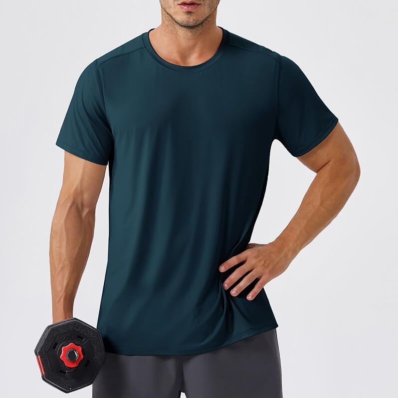 wholesale_Mens_Solid_Color_Sport_Train_Short_Sleeved_Round_Neck_Shirts
