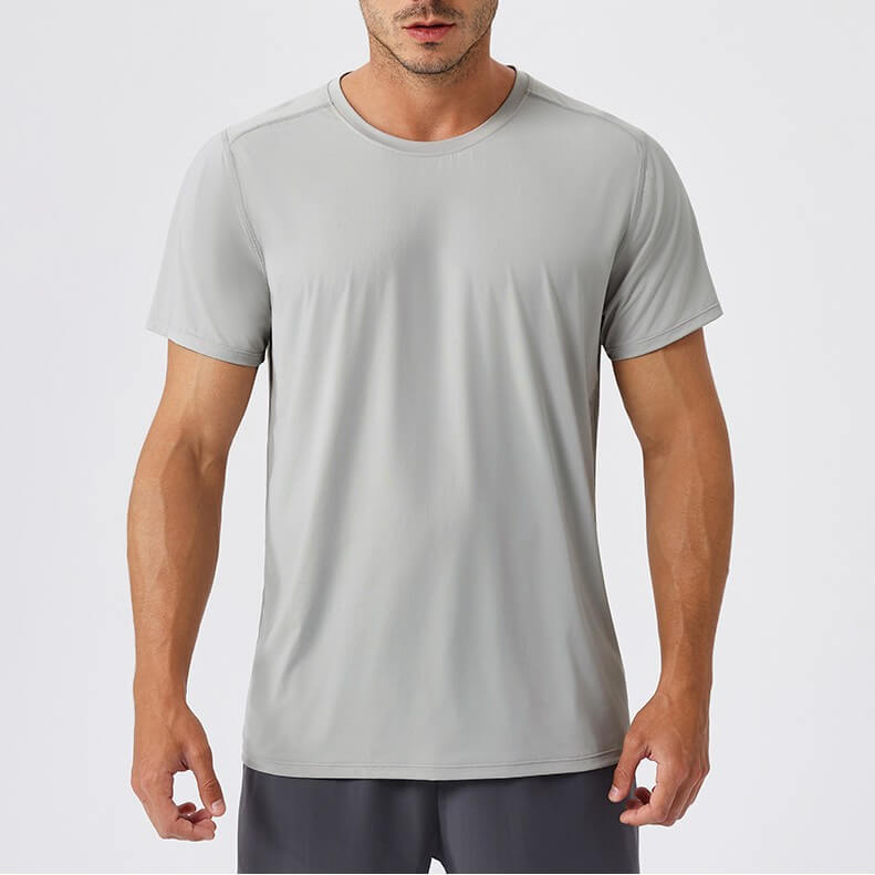 wholesale_Mens_Solid_Color_Sport_Train_Short_Sleeved_Round_Neck_Shirts
