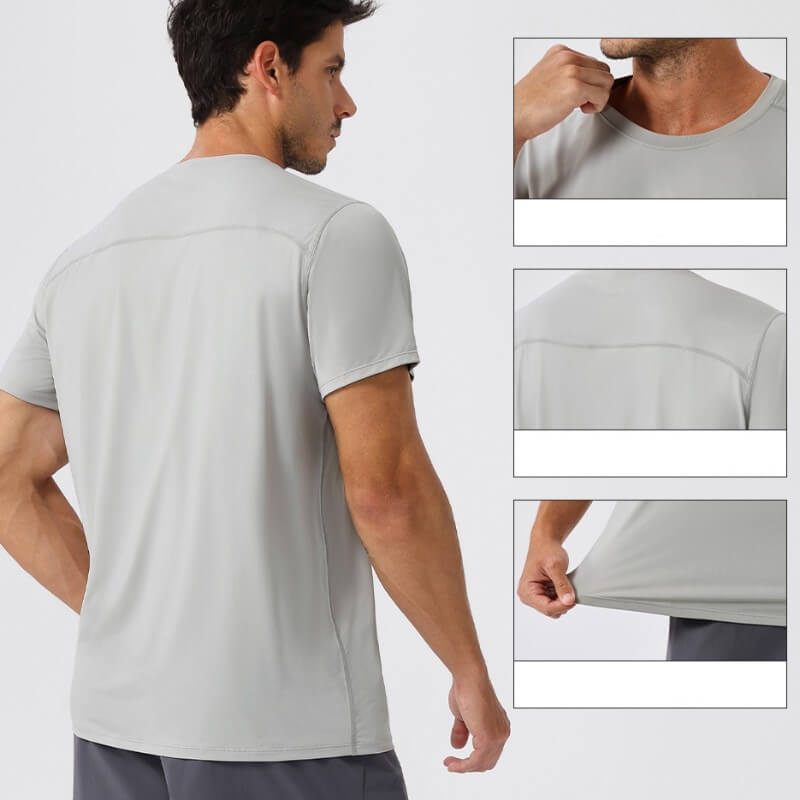 wholesale_Mens_Solid_Color_Sport_Train_Short_Sleeved_Round_Neck_Shirts