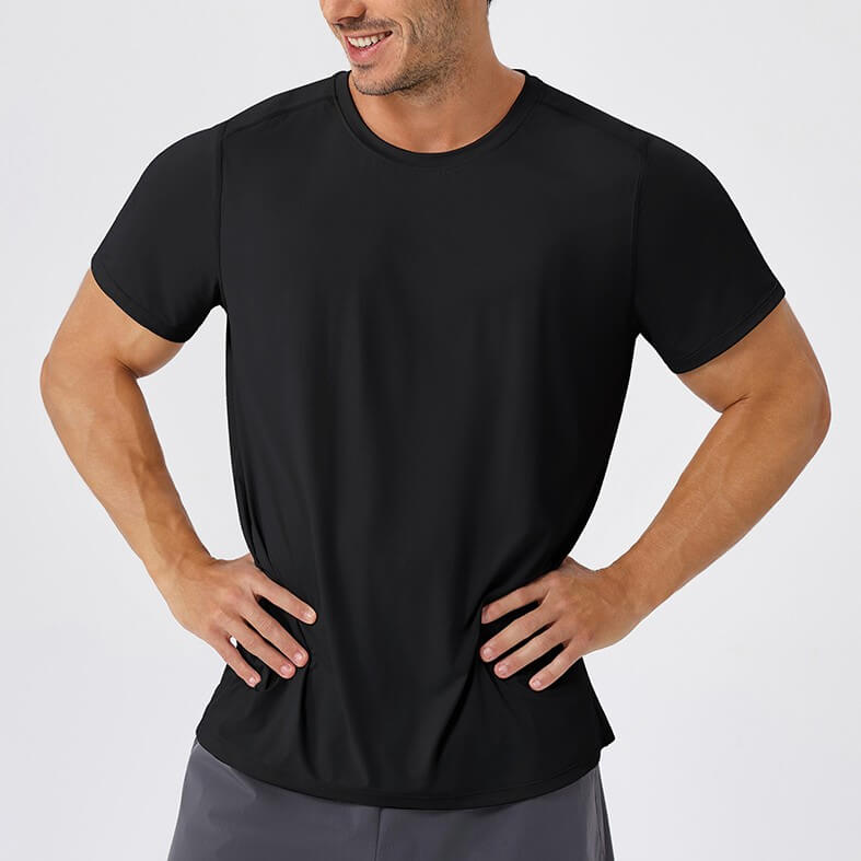 wholesale_Mens_Solid_Color_Sport_Train_Short_Sleeved_Round_Neck_Shirts