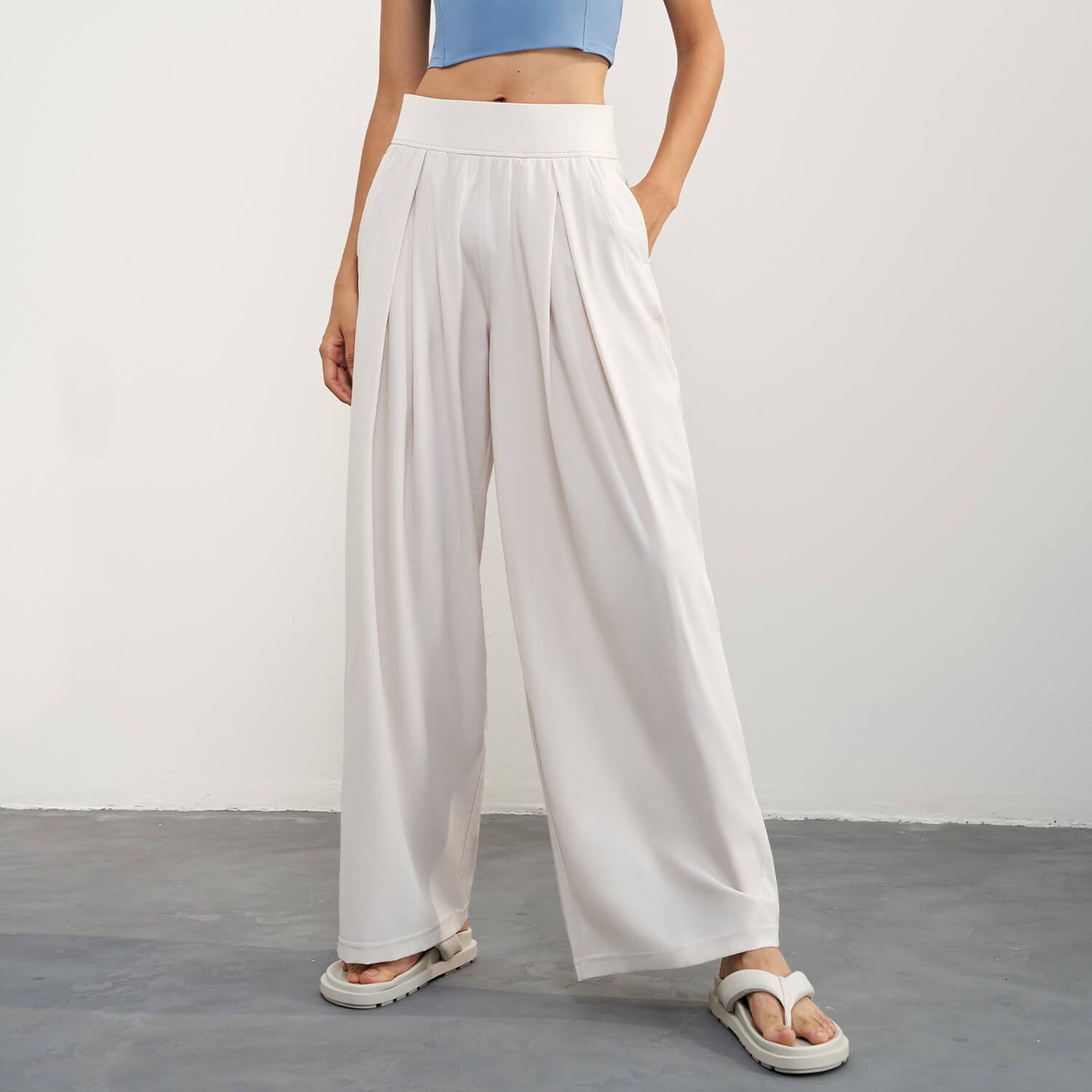 wholesale_Womens_Pleated_High_Waist_Wide_Leg_Pants_For_Summer