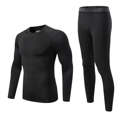 wholesale_Mens_Black_Round_Neck_Compression_Shirt_Athletic_Set