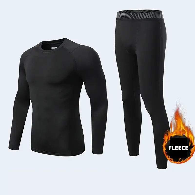 wholesale_Mens_Black_Round_Neck_Compression_Shirt_Athletic_Set