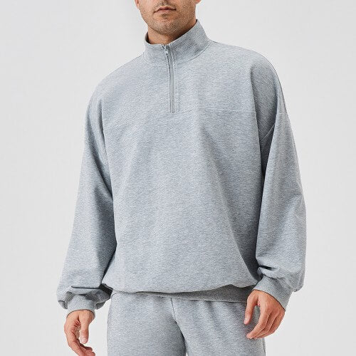 wholesale_quarter_zip_sweatshirts_sweatpants_grey_for_men