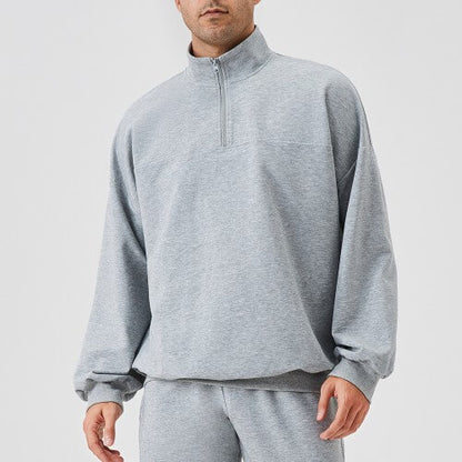 wholesale_quarter_zip_sweatshirts_sweatpants_grey_for_men